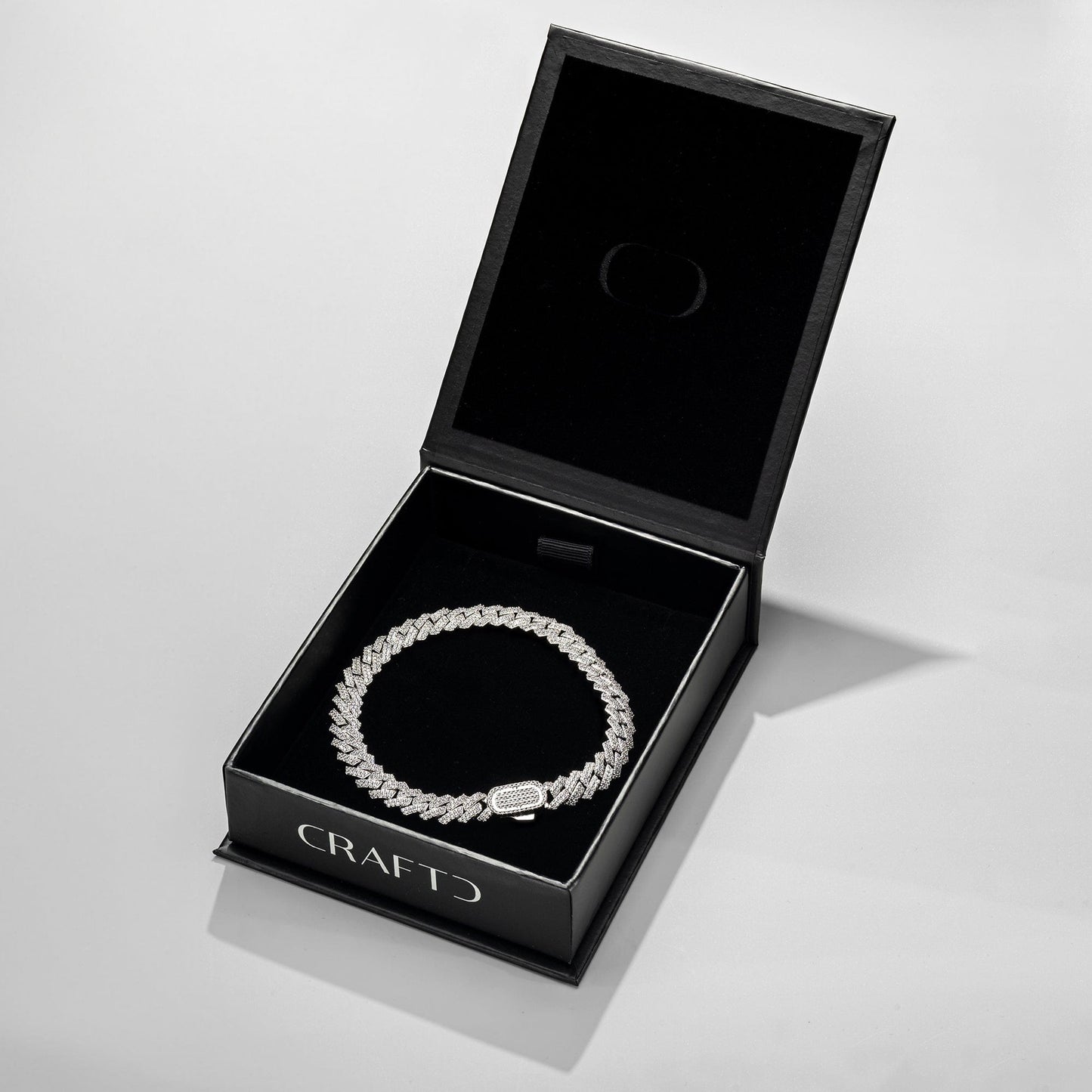 Prong Link Iced Cuban Armband (Zilver) 8mm