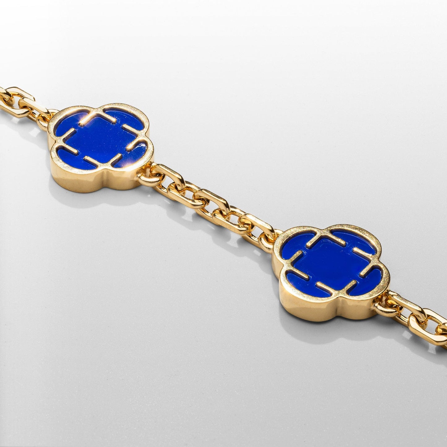 Blauwe Klaversteen Armband (Goud)
