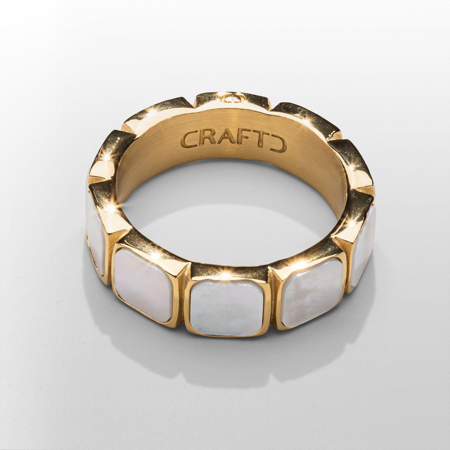 Witte Steen Bandring (Goud)
