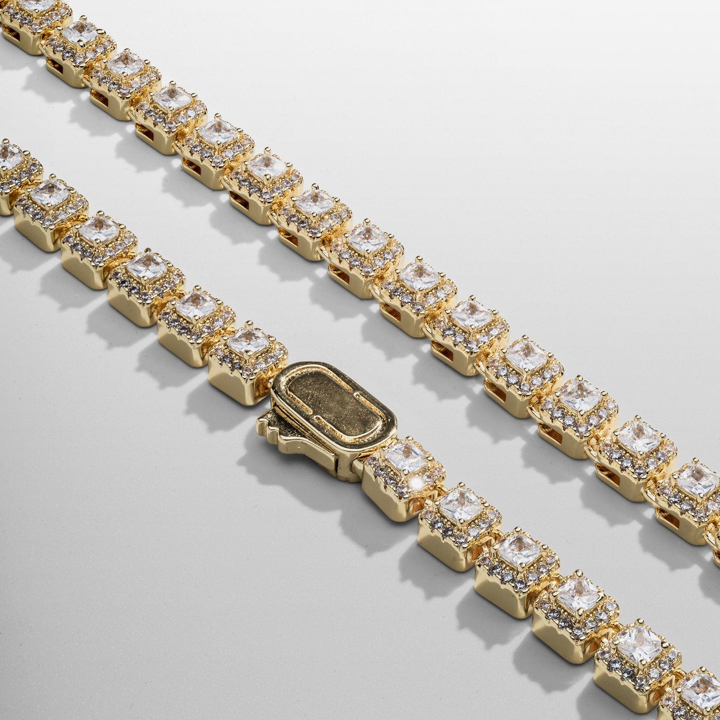 Cluster Stone Tennis Ketting (Goud)
