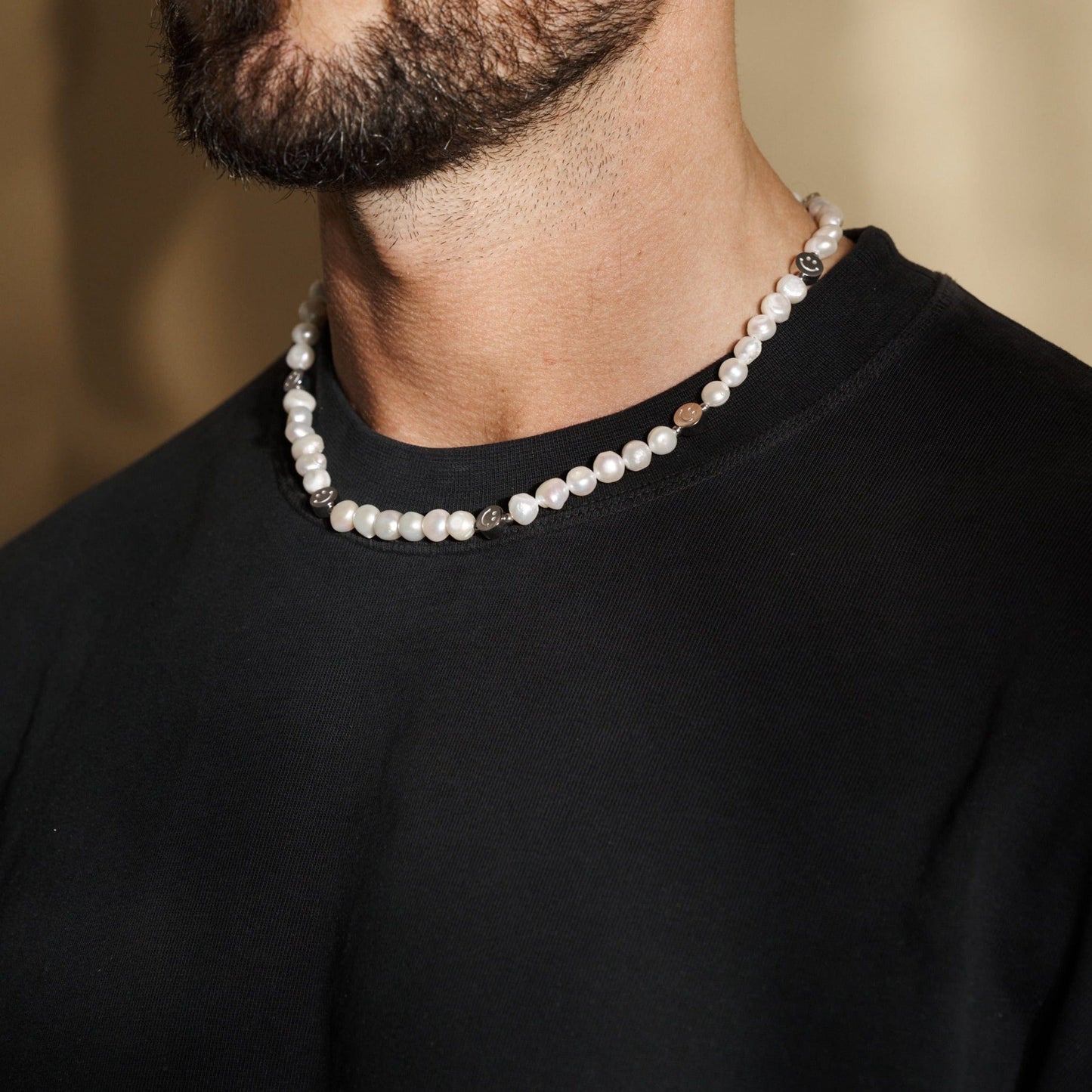Smiley Echte Parel Ketting (Zilver)