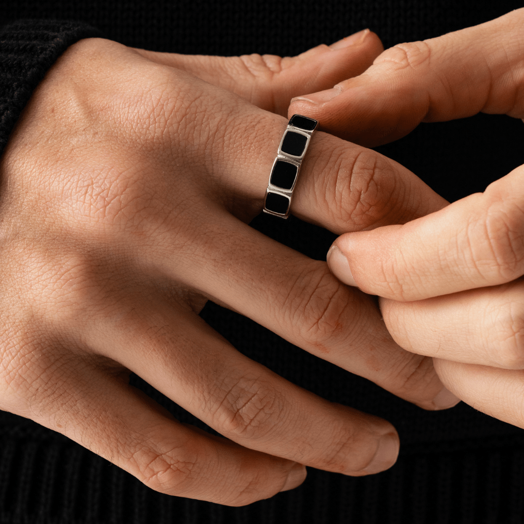 Onyx Steen Bandring (Zilver)