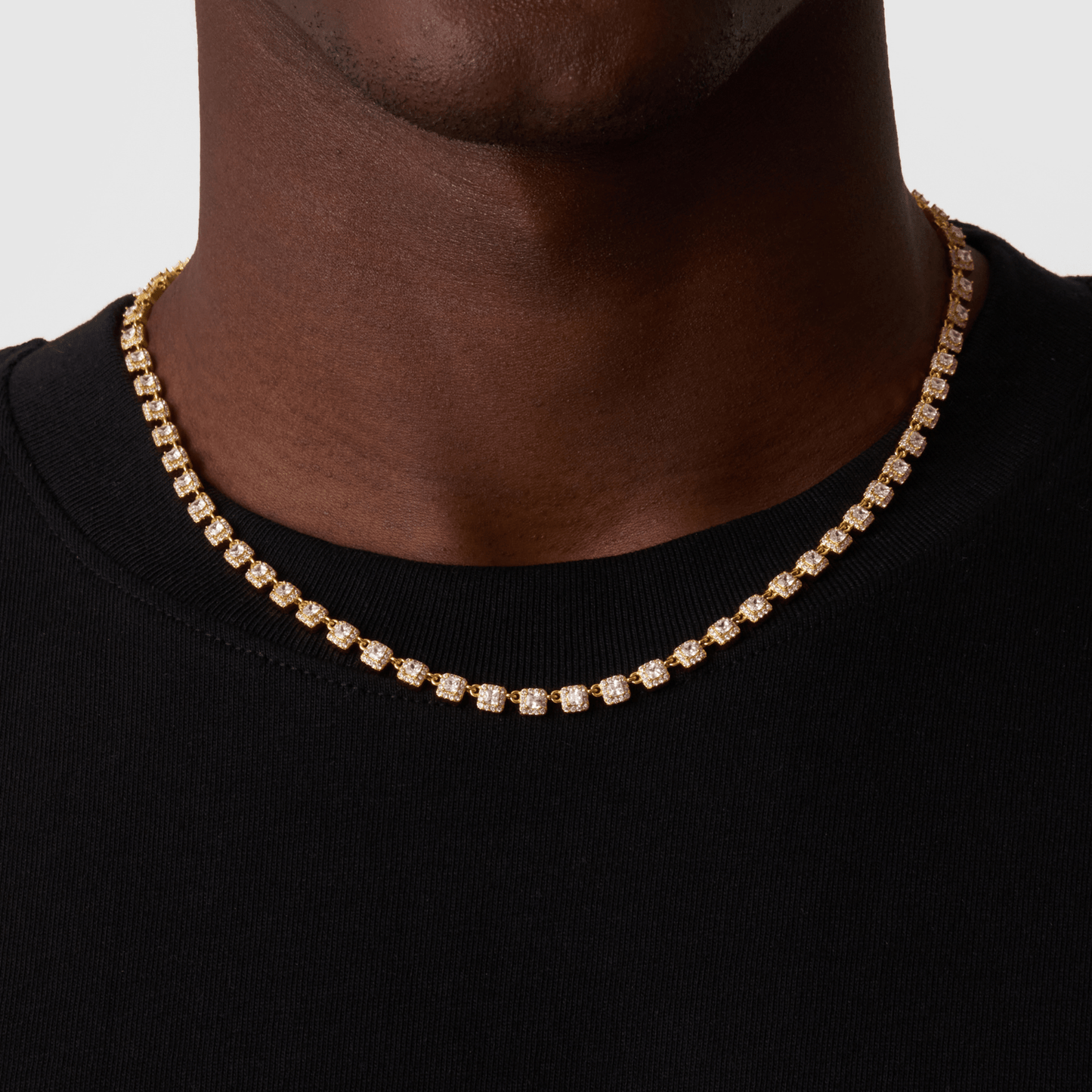 Cluster Stone Tennis Ketting (Goud)