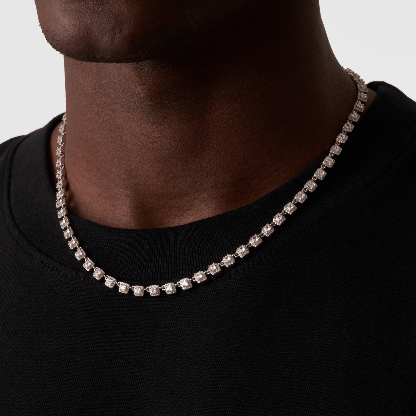 Cluster Stone Tennis Ketting (Zilver)