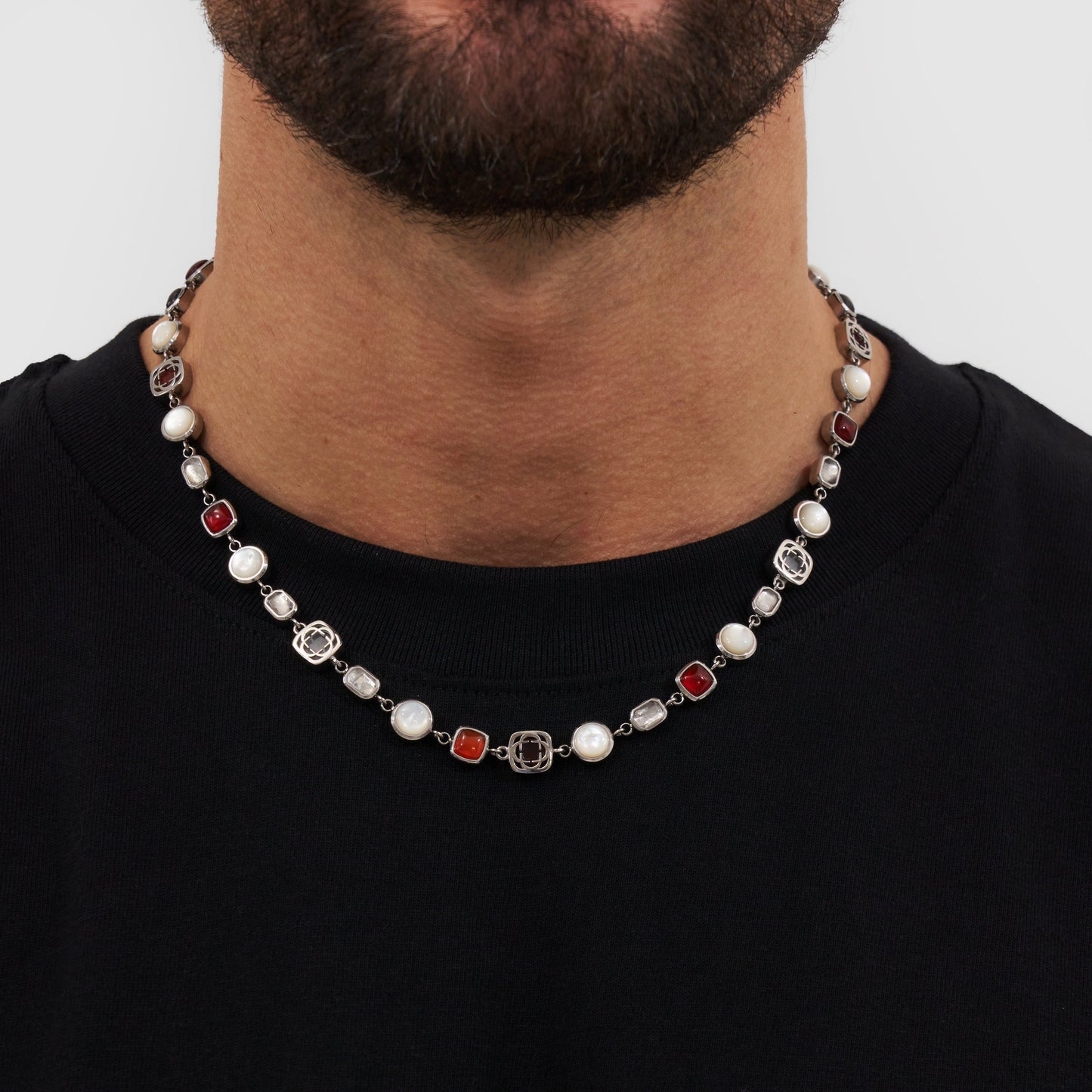 Rode Kristallen Sieraadset (Zilver)