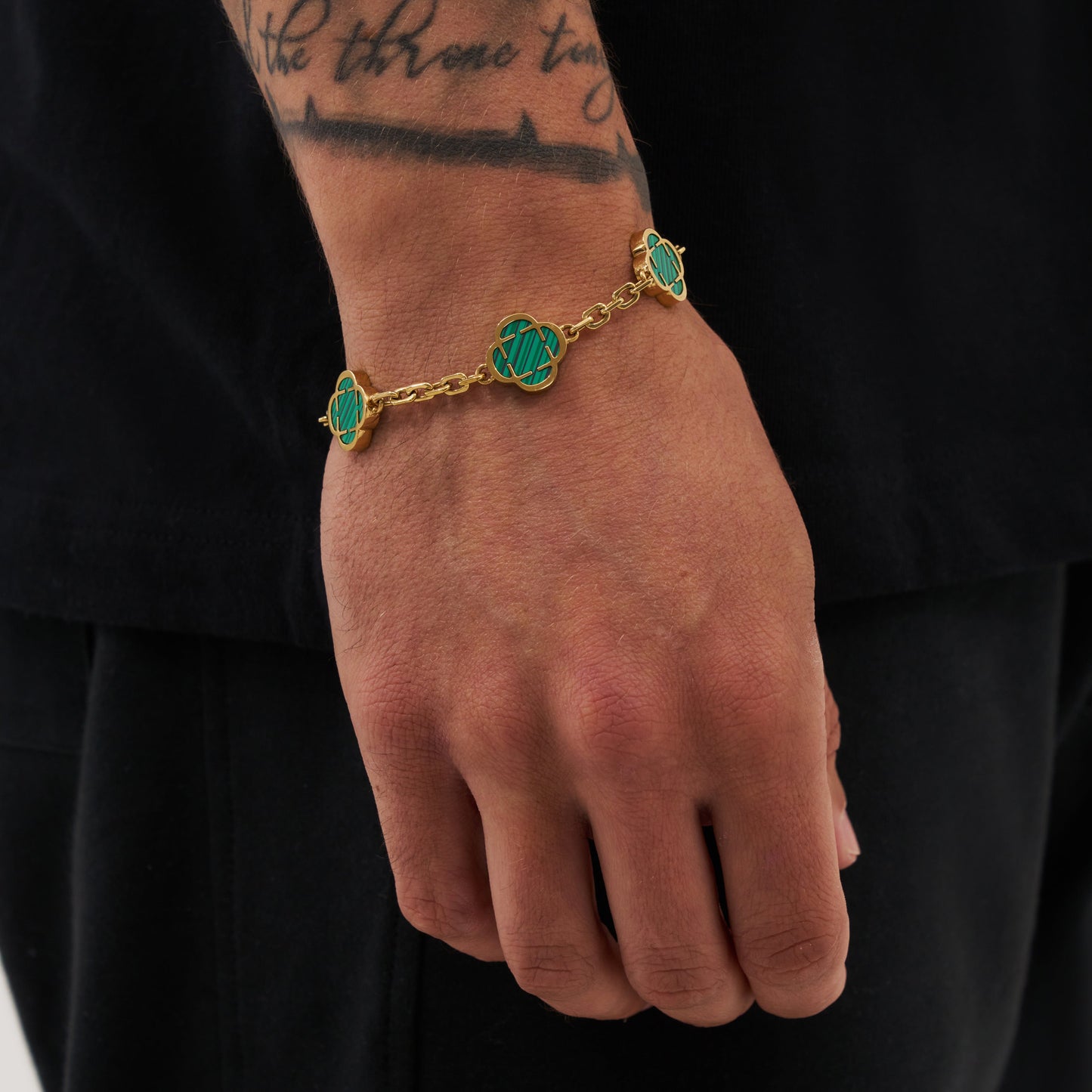 Malachiet Klavertsteen Armband (Goud)