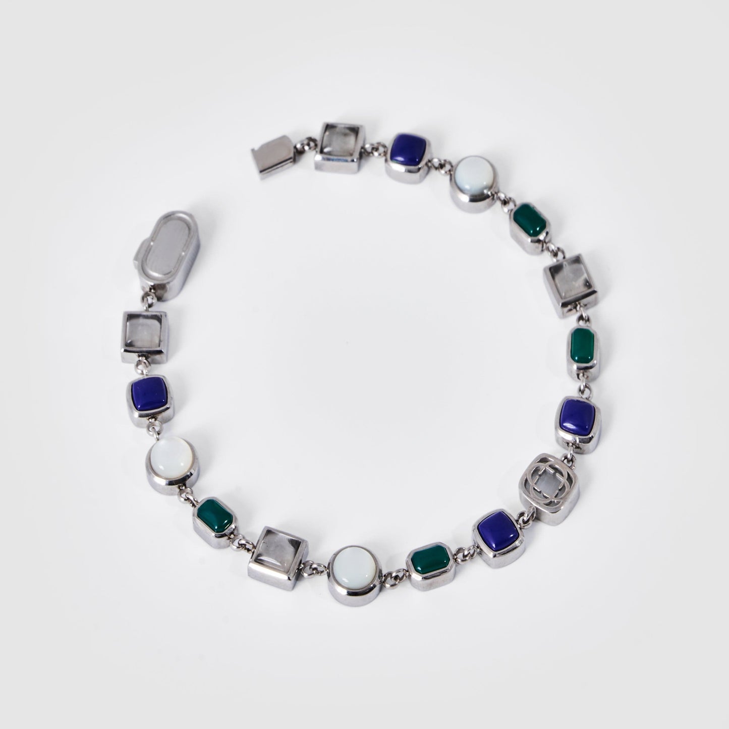 Blauwe Kristallen Edelsteen Armband (Zilver)