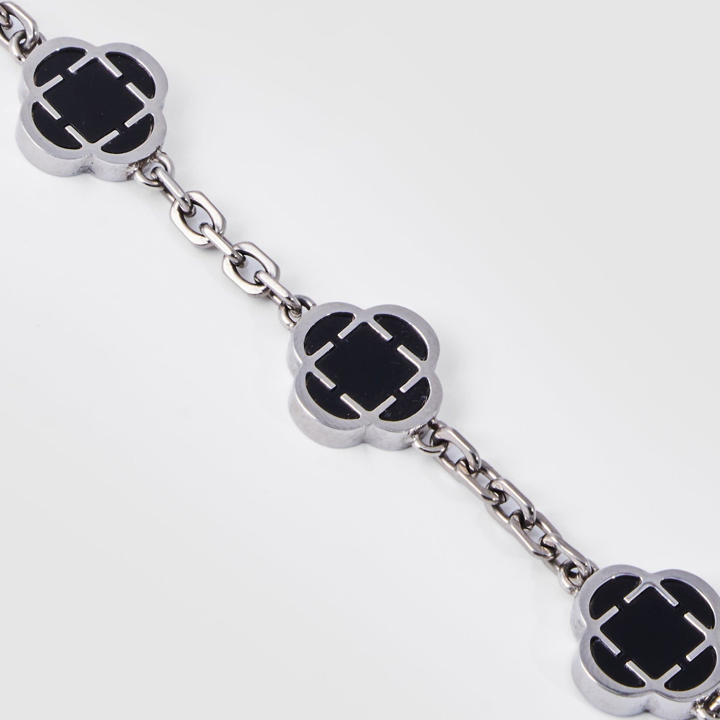 Onyx Klavertje Vier Armband (Zilver)