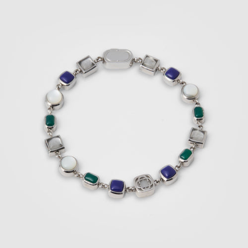 Blauwe Kristallen Edelsteen Armband (Zilver)