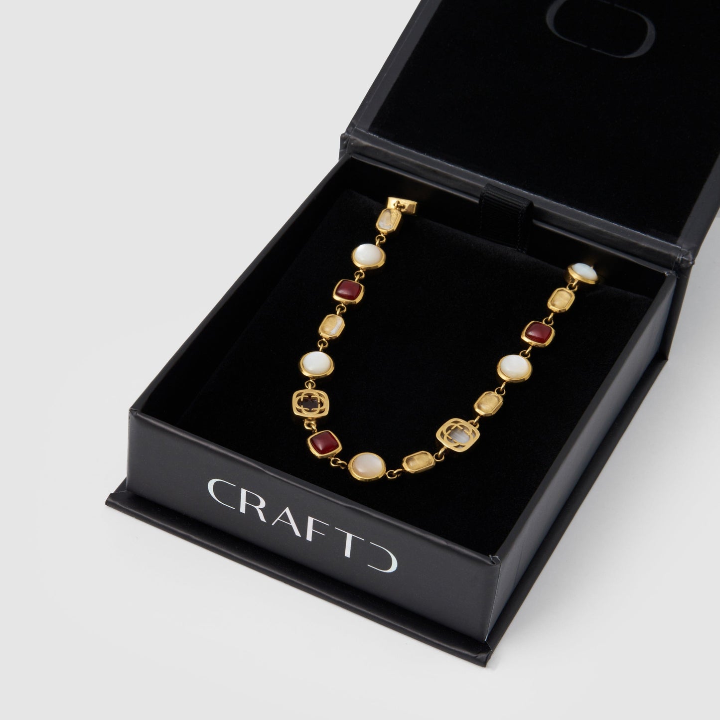 Rode Kristallen Sieraad Ketting (Goud)