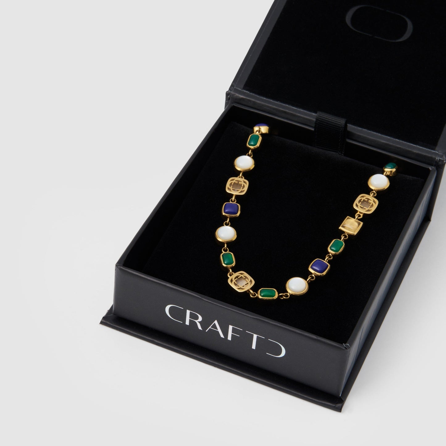 Blauwe Kristallen Sieraad Ketting (Goud)