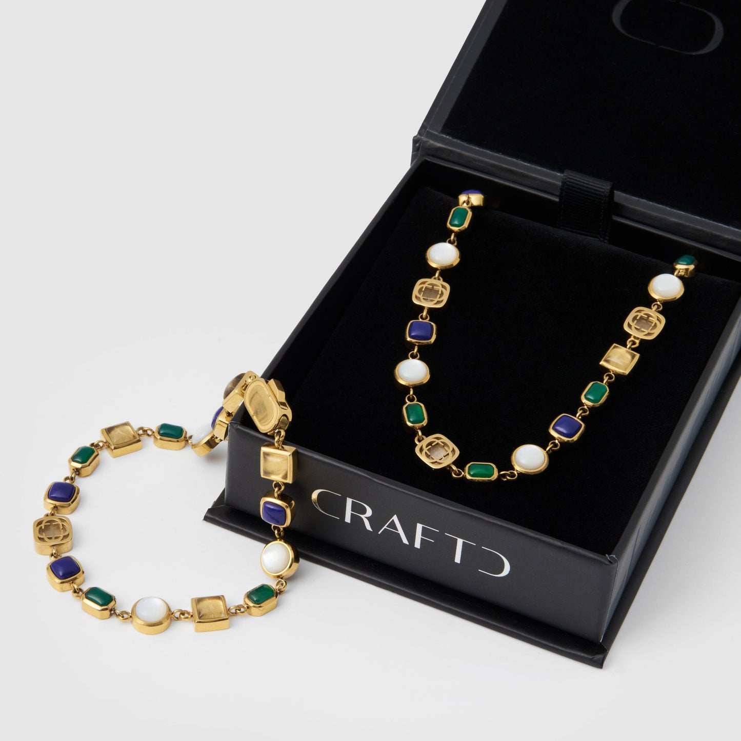 Blauwe Kristallen Edelsteen Set (Goud)