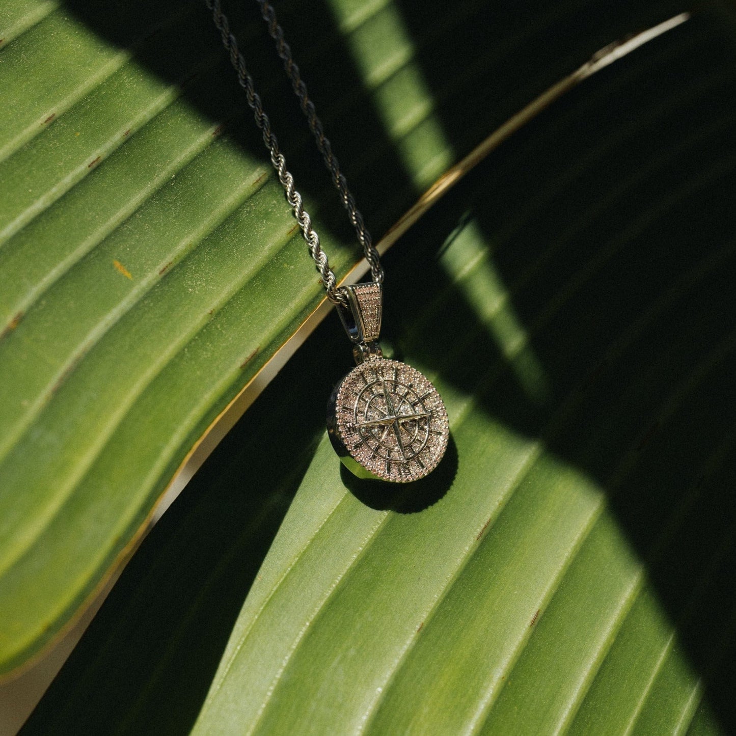 Iced Kompas Pendant (Zilver)