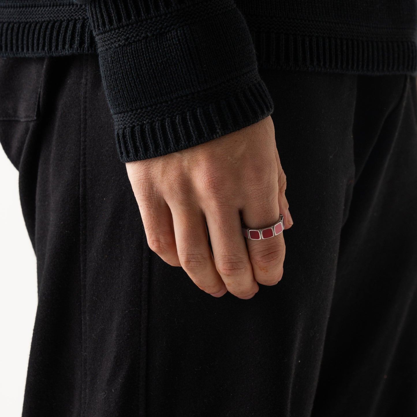 Rode Steen Bandring (Zilver)