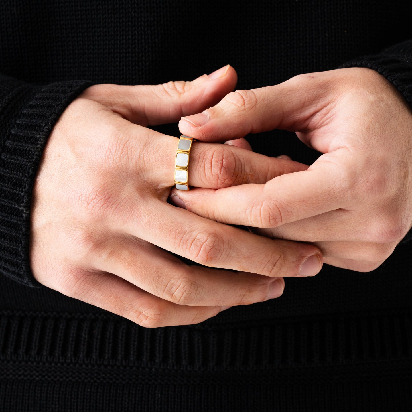 Witte Steen Bandring (Goud)