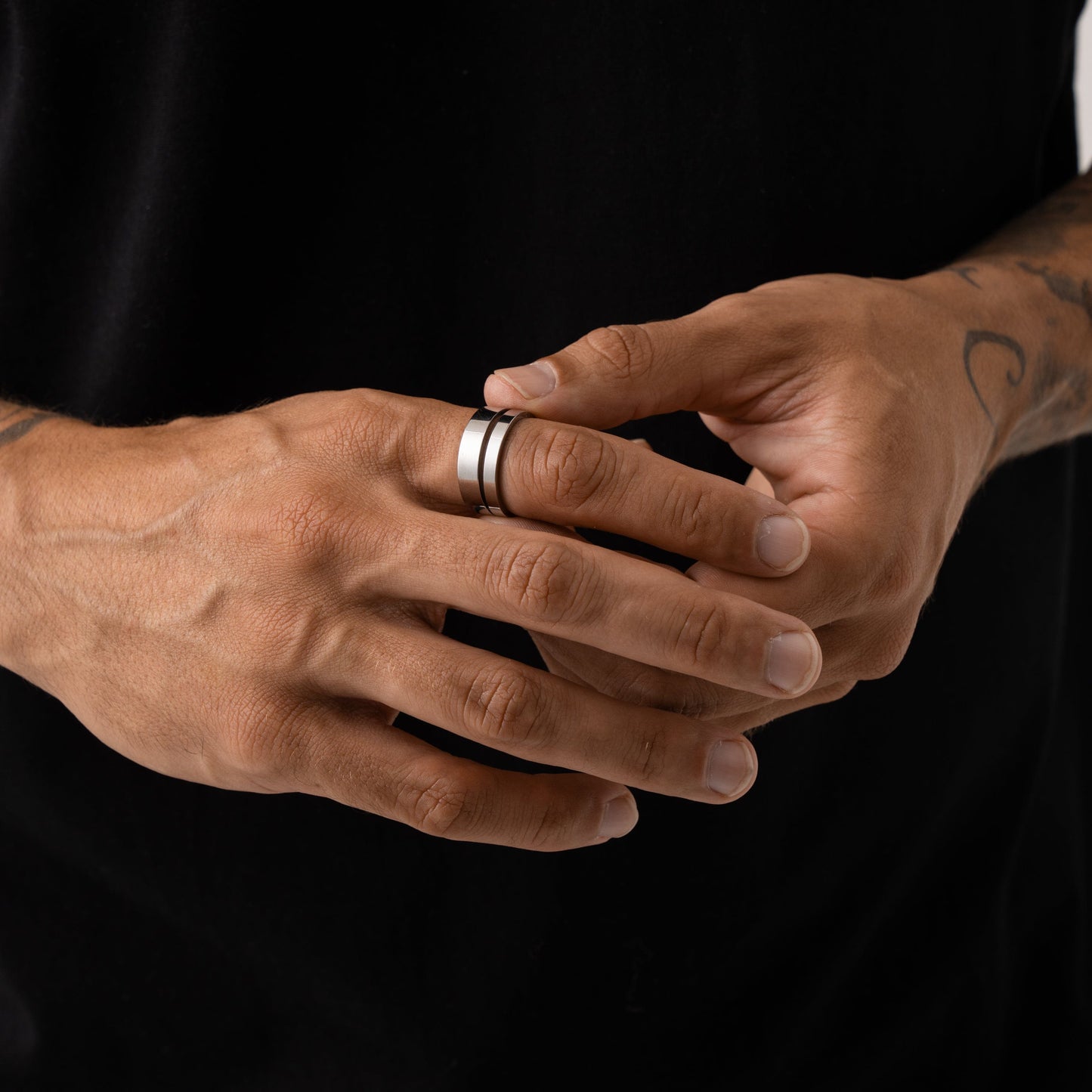 Platte Ring Set (Zilver)