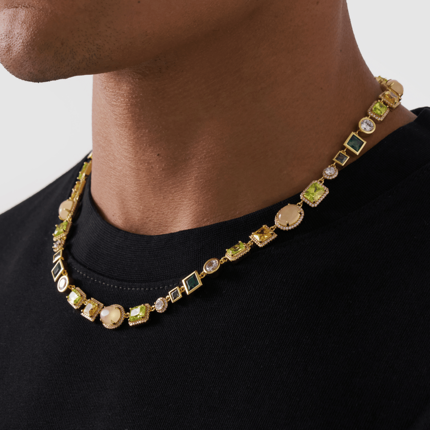 Emerald Edelsteen Ketting (Goud)