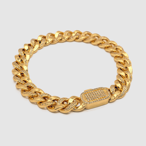 Half Iced Cuban Bracelet (Goud) 8mm