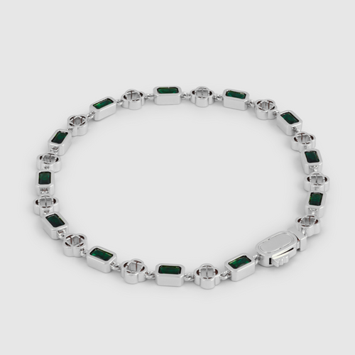 Groene Edelsteen Klaver Armband (Zilver)