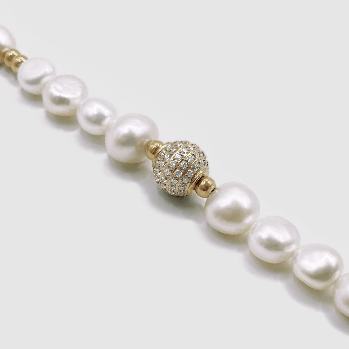 Iced Beaded Echte Parels Armband (Goud)