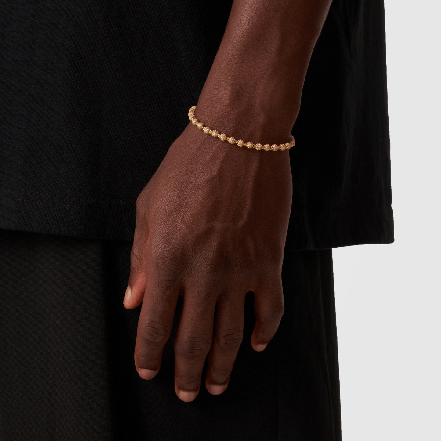 Iced Ball Pendant Bracelet (Goud) 4mm