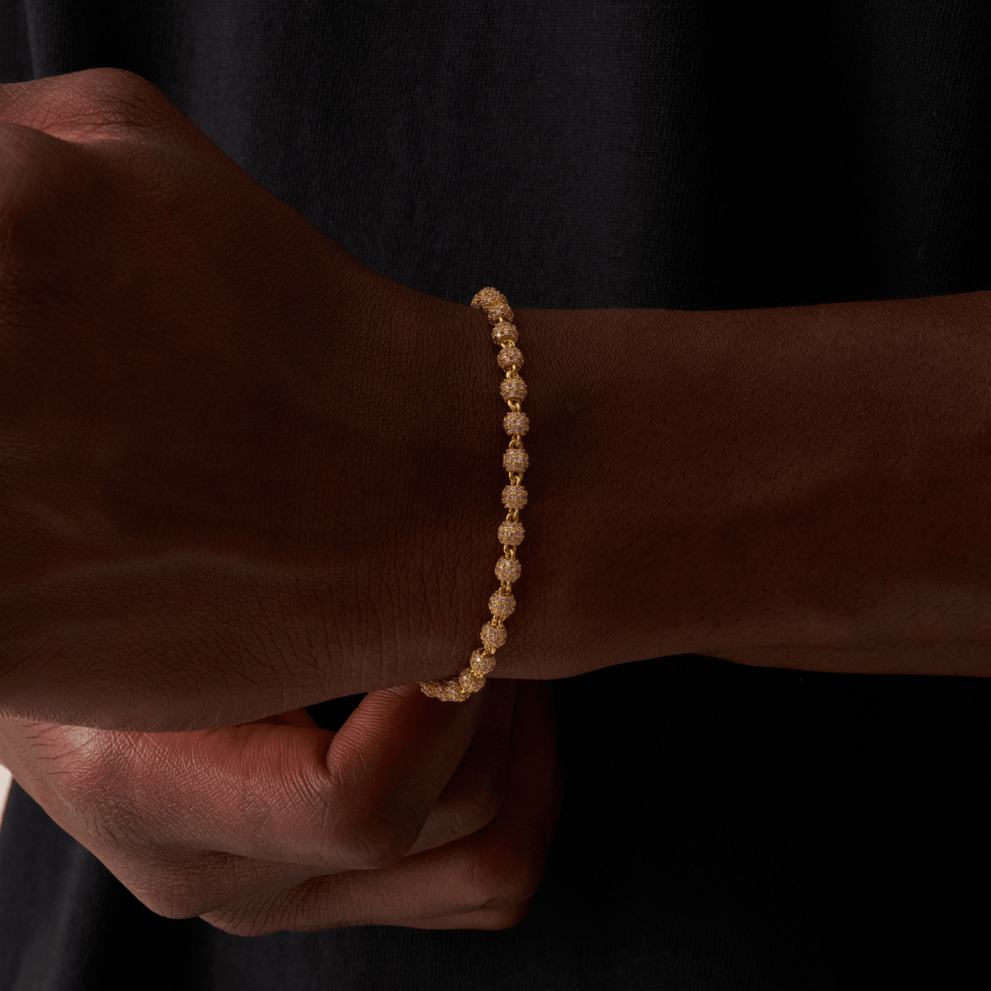 Iced Ball Pendant Bracelet (Goud) 4mm