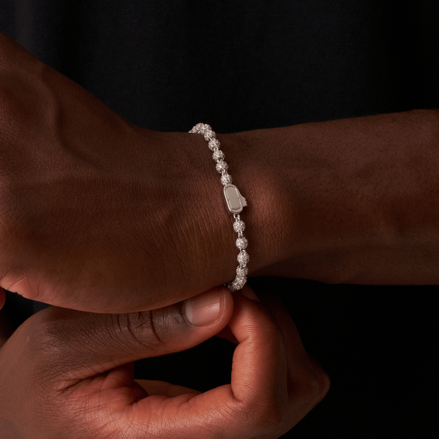 Iced Ball Pendant Armband (Zilver) 4mm