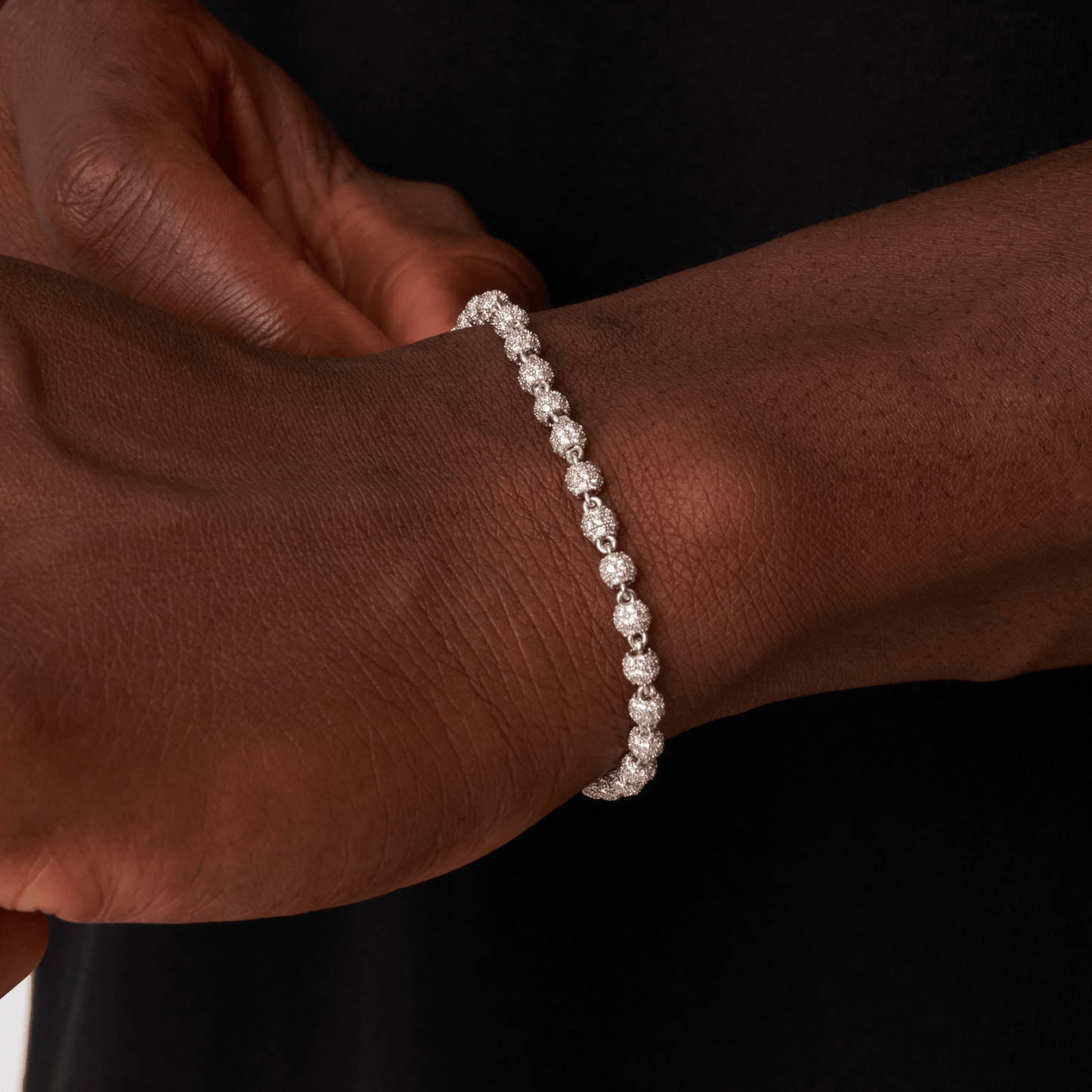 Iced Ball Pendant Armband (Zilver) 4mm