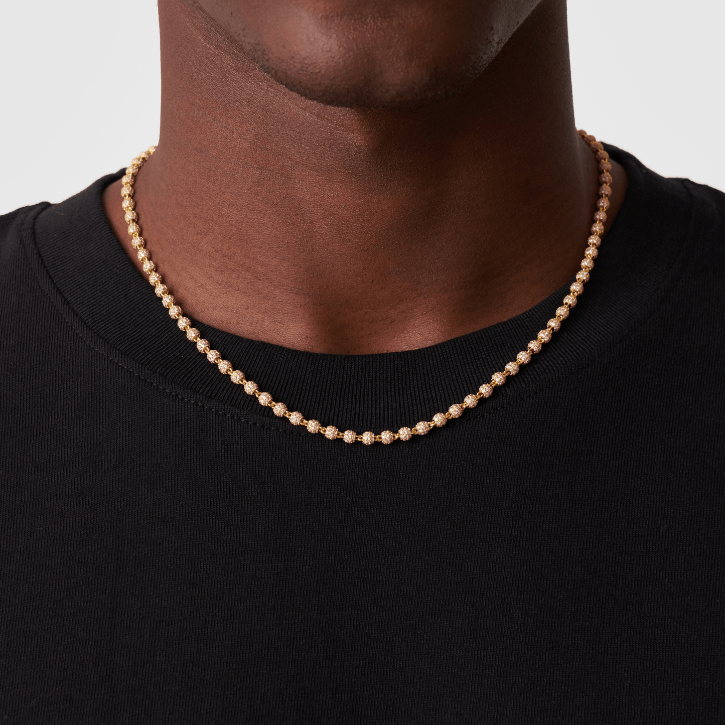 Iced Ball Pendant Necklace (Goud) 4mm