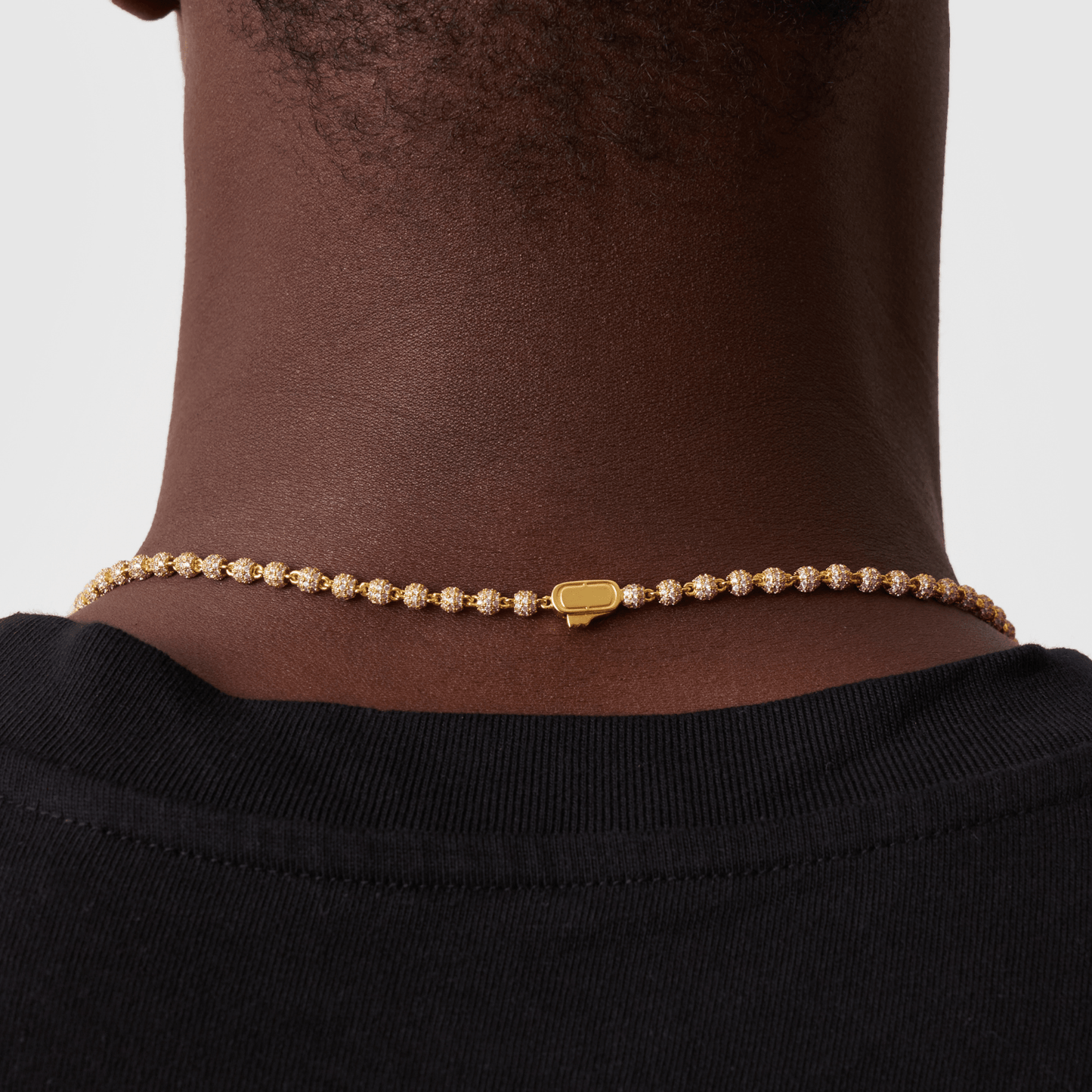 Iced Ball Pendant Necklace (Goud) 4mm