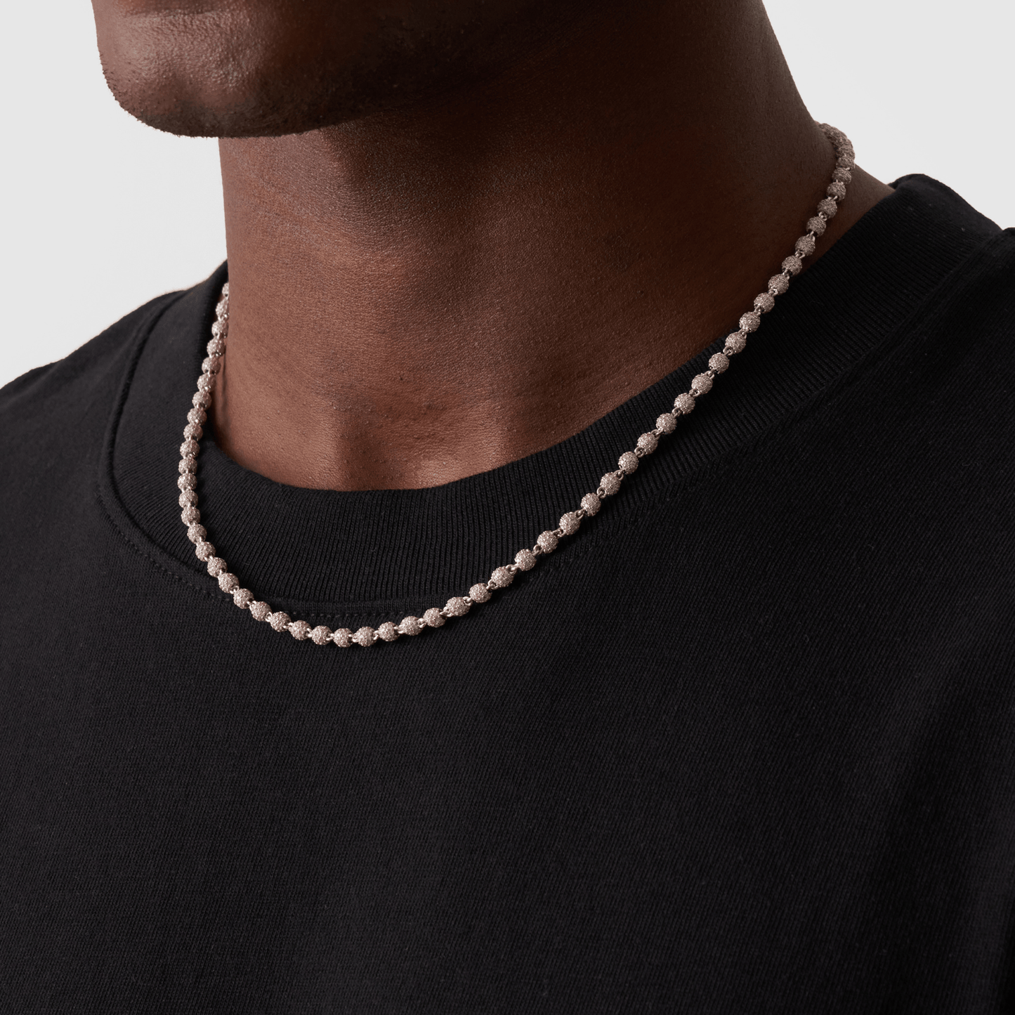Iced Ball Pendant Necklace (Zilver) 4mm