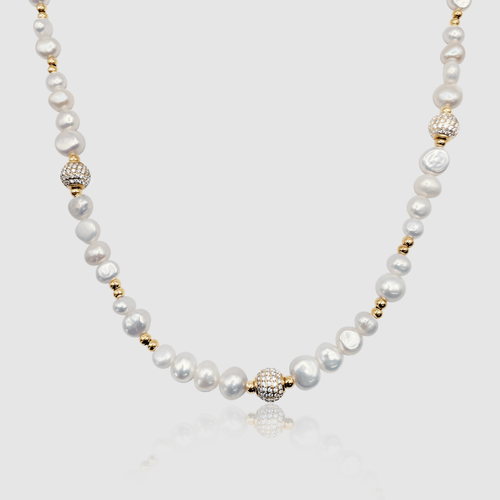 Iced Beaded Echt Parel Halsketting (Goud)