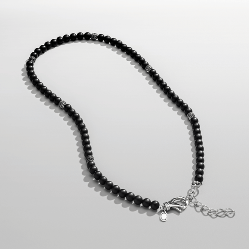 Matte Onyx Kralen Ketting (Zilver)
