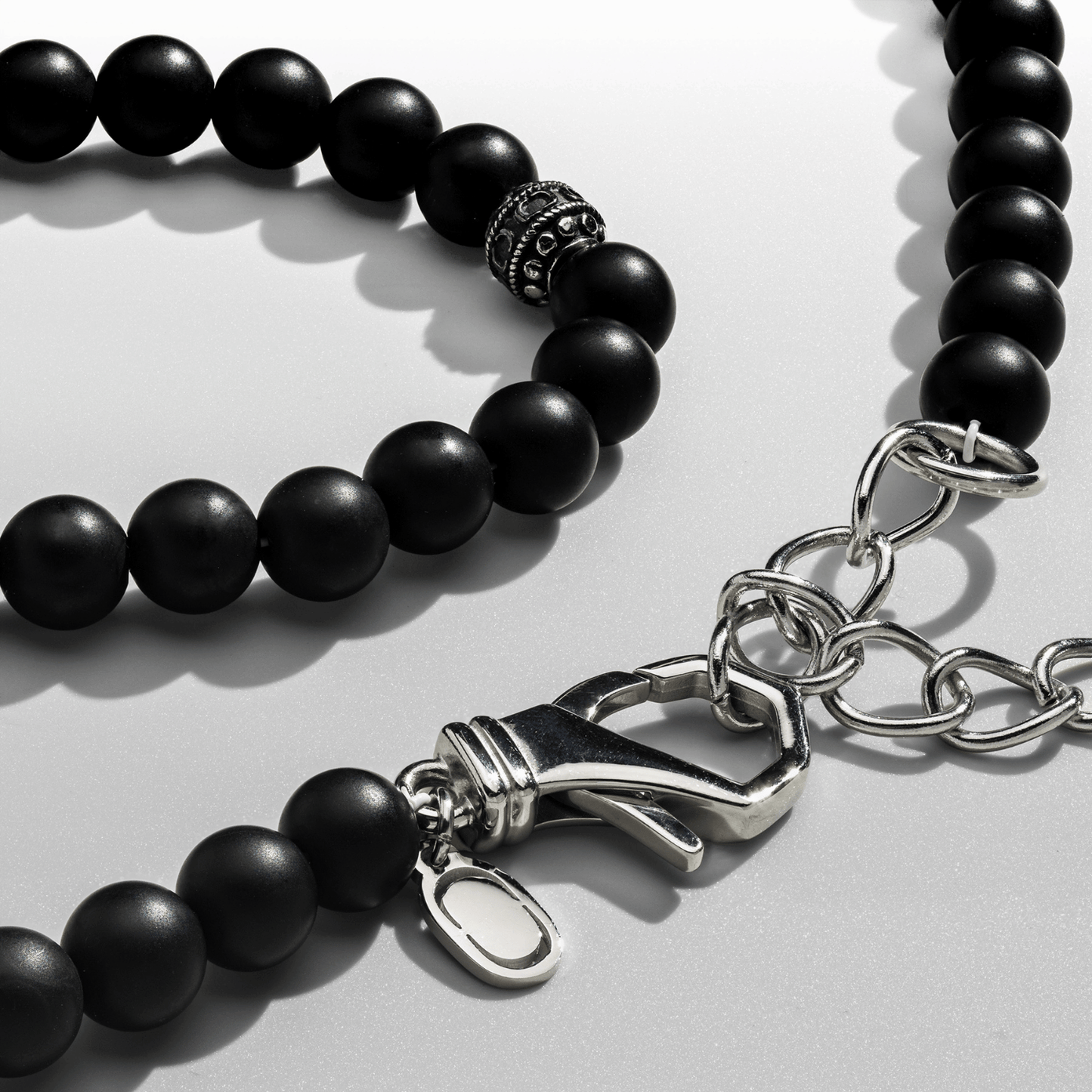 Matte Onyx Kralen Ketting (Zilver)