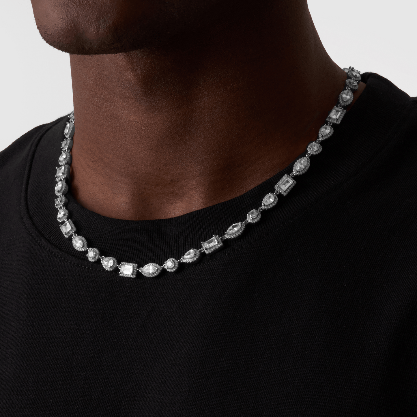 Gemengde Cluster Verlinkte Ketting (Zilver)