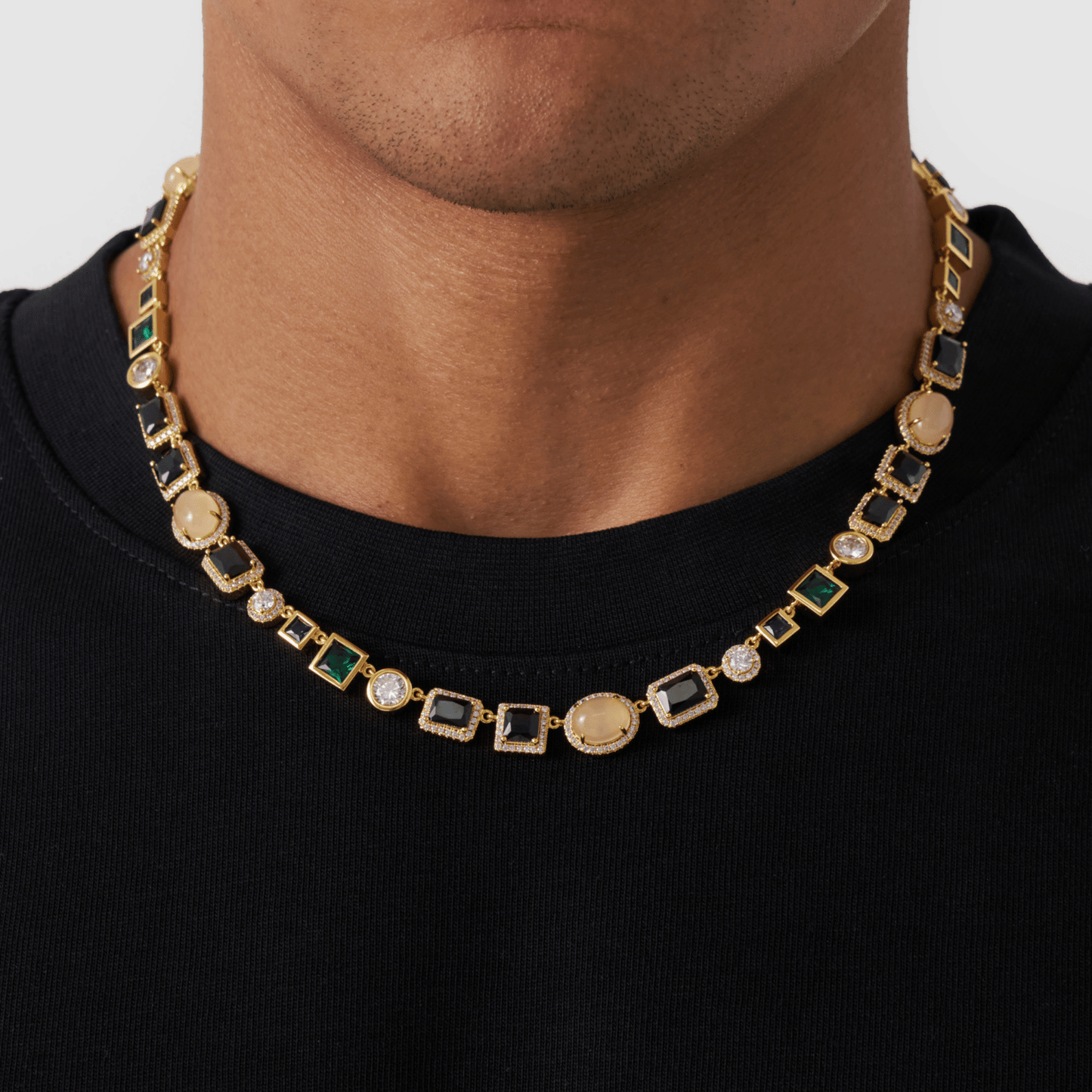 Onyx Edelsteen Halsketting (Goud)