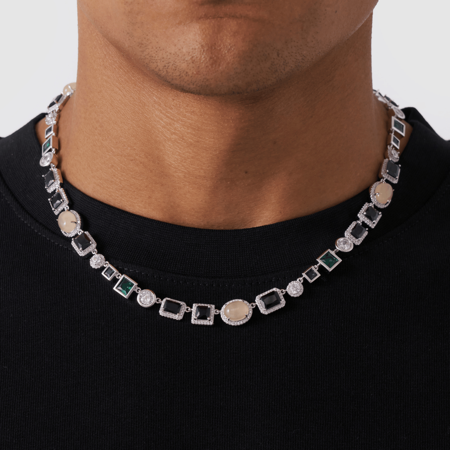 Onyx Edelsteen Ketting (Zilver)
