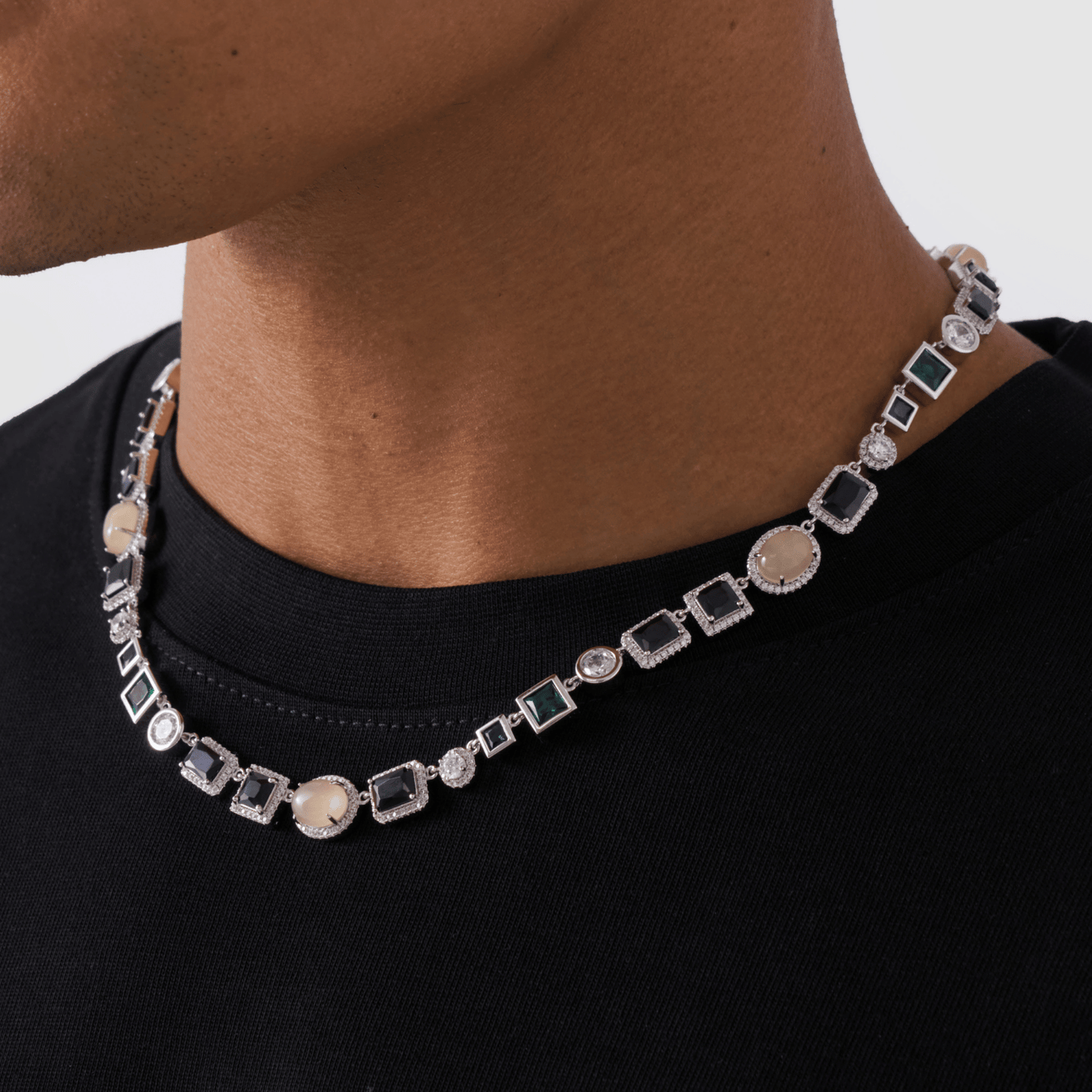 Onyx Edelsteen Ketting (Zilver)