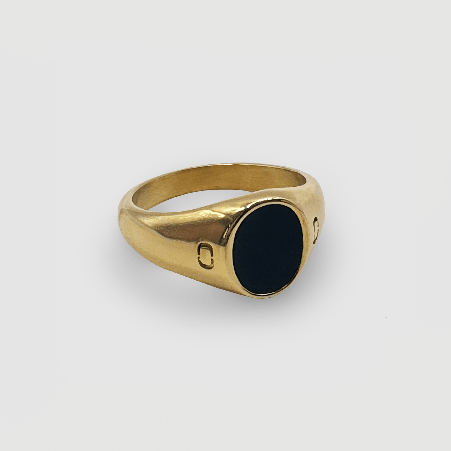 Onyx Ovale Steen Signet Ring (Goud)