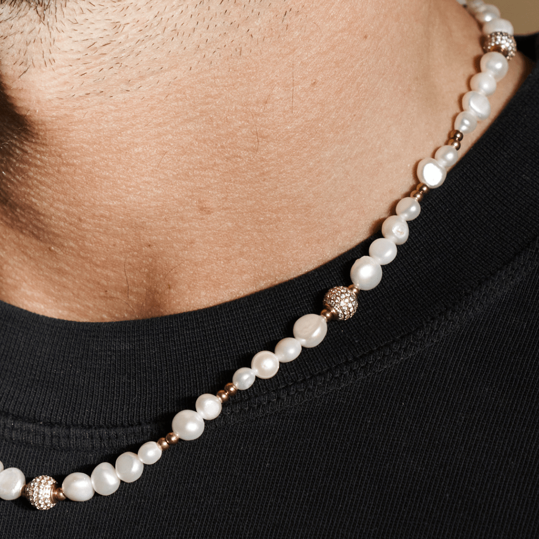 Iced Beaded Echt Parel Halsketting (Goud)