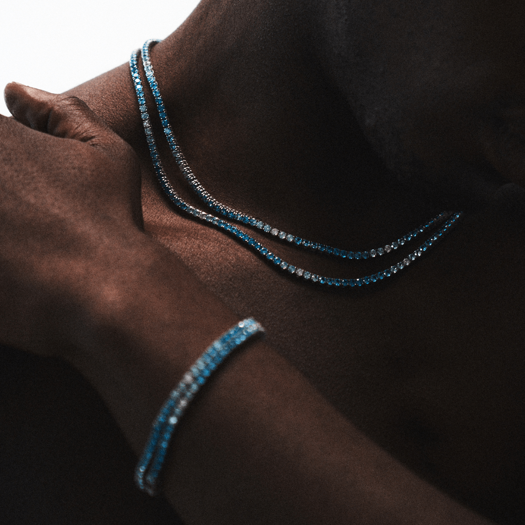 Blauwe Tennisarmband (Zilver) 3mm