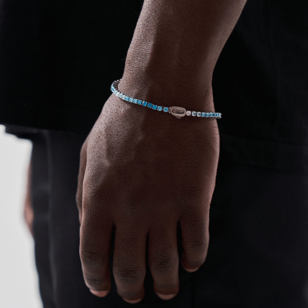 Blauwe Tennisarmband (Zilver) 3mm