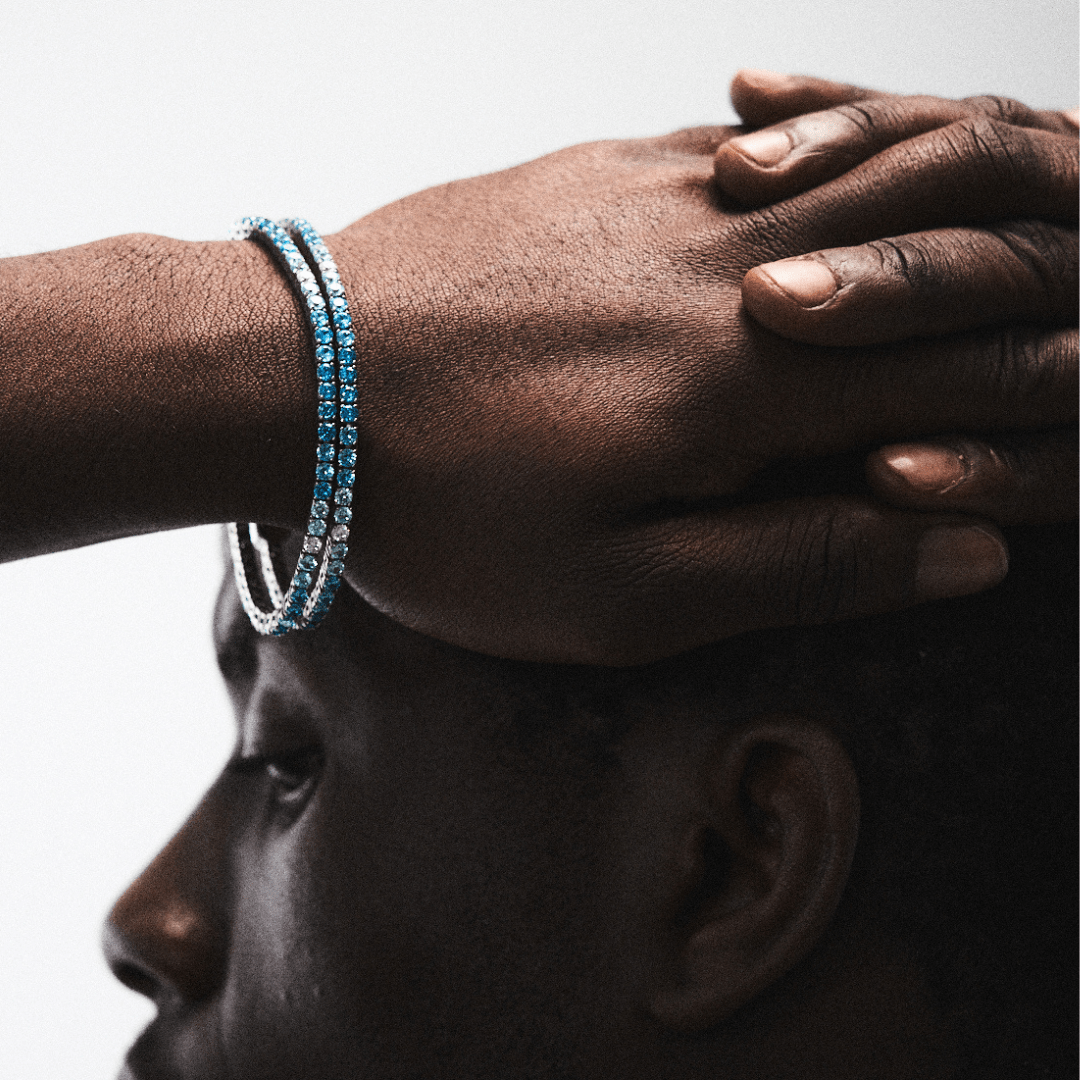 Blauwe Tennisarmband (Zilver) 3mm