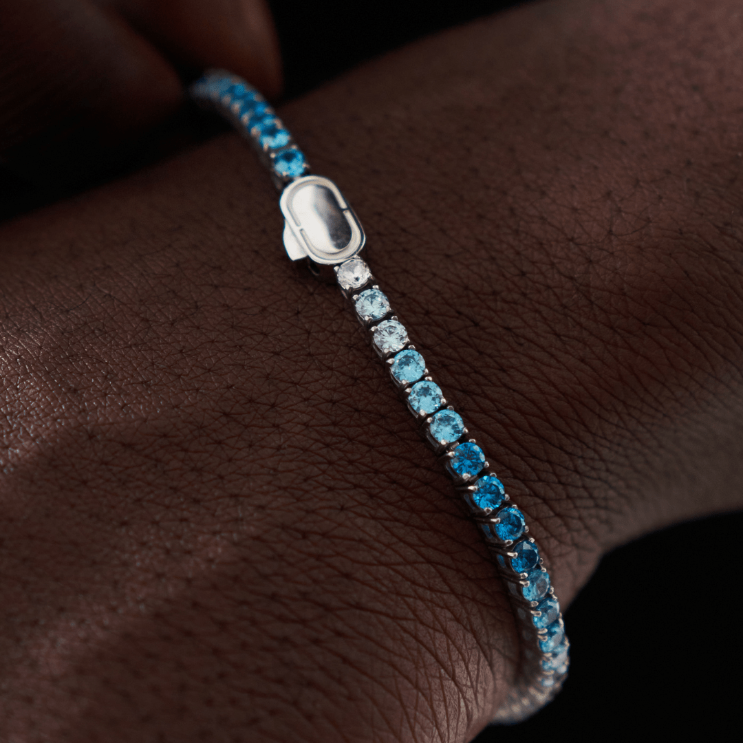Blauwe Tennisarmband (Zilver) 3mm