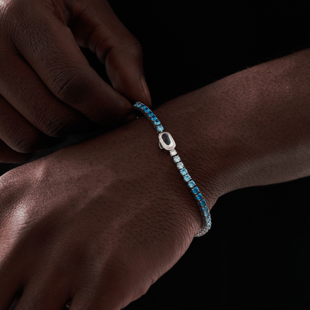 Blauwe Tennisarmband (Zilver) 3mm