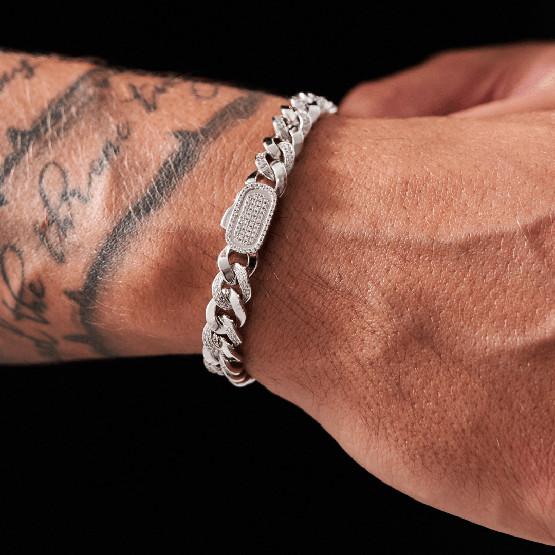 Half Iced Cuban Armband (Zilver) 8mm