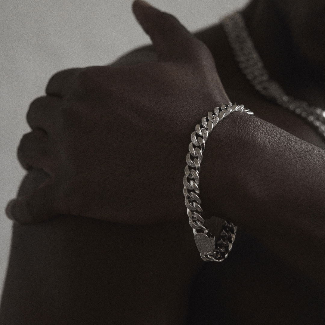 Half Iced Cuban Armband (Zilver) 8mm