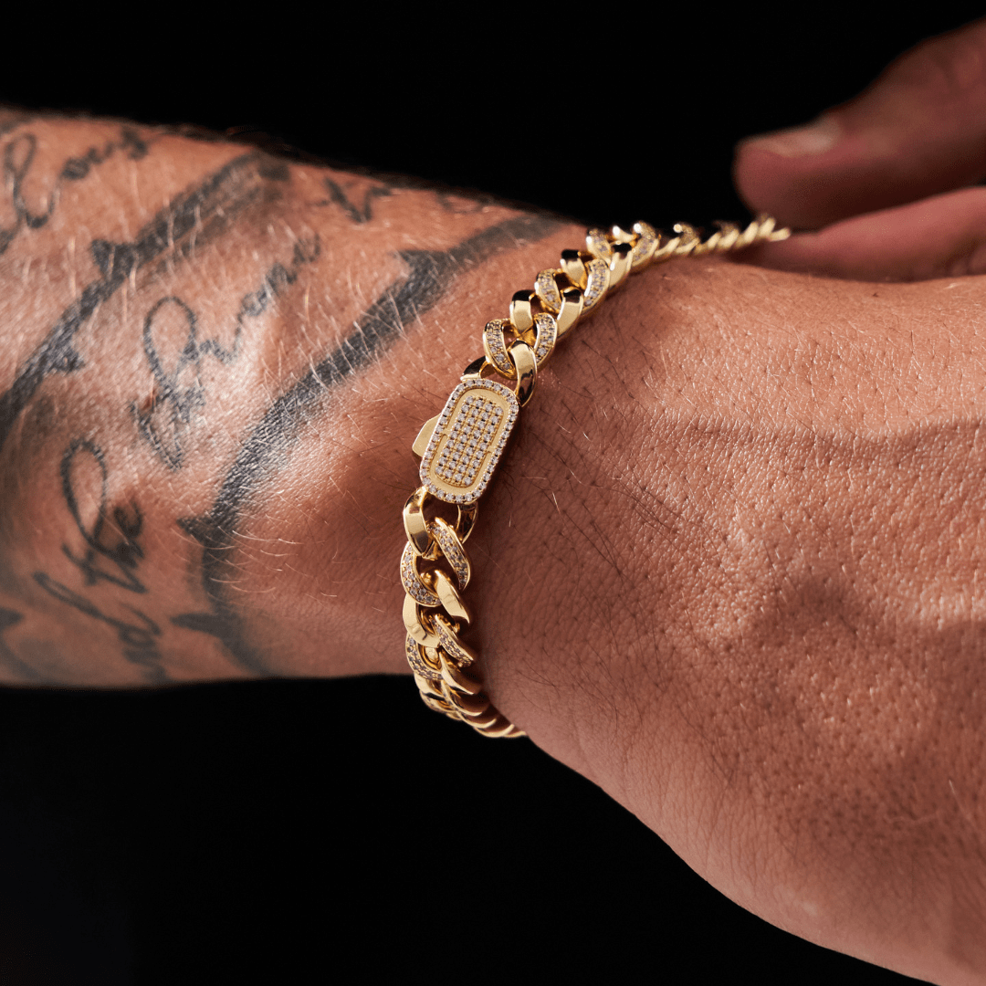 Half Iced Cuban Bracelet (Goud) 8mm