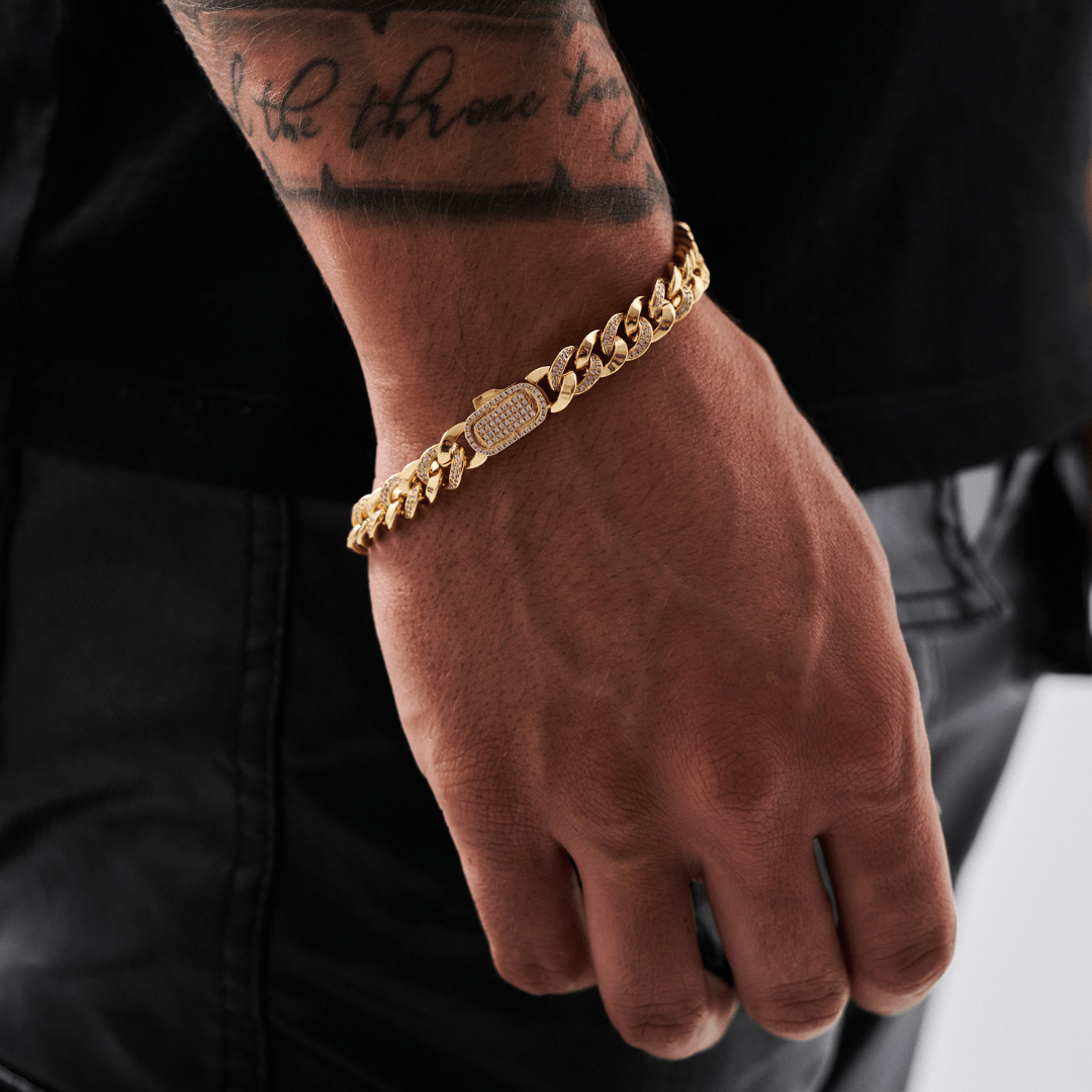 Half Iced Cuban Bracelet (Goud) 8mm
