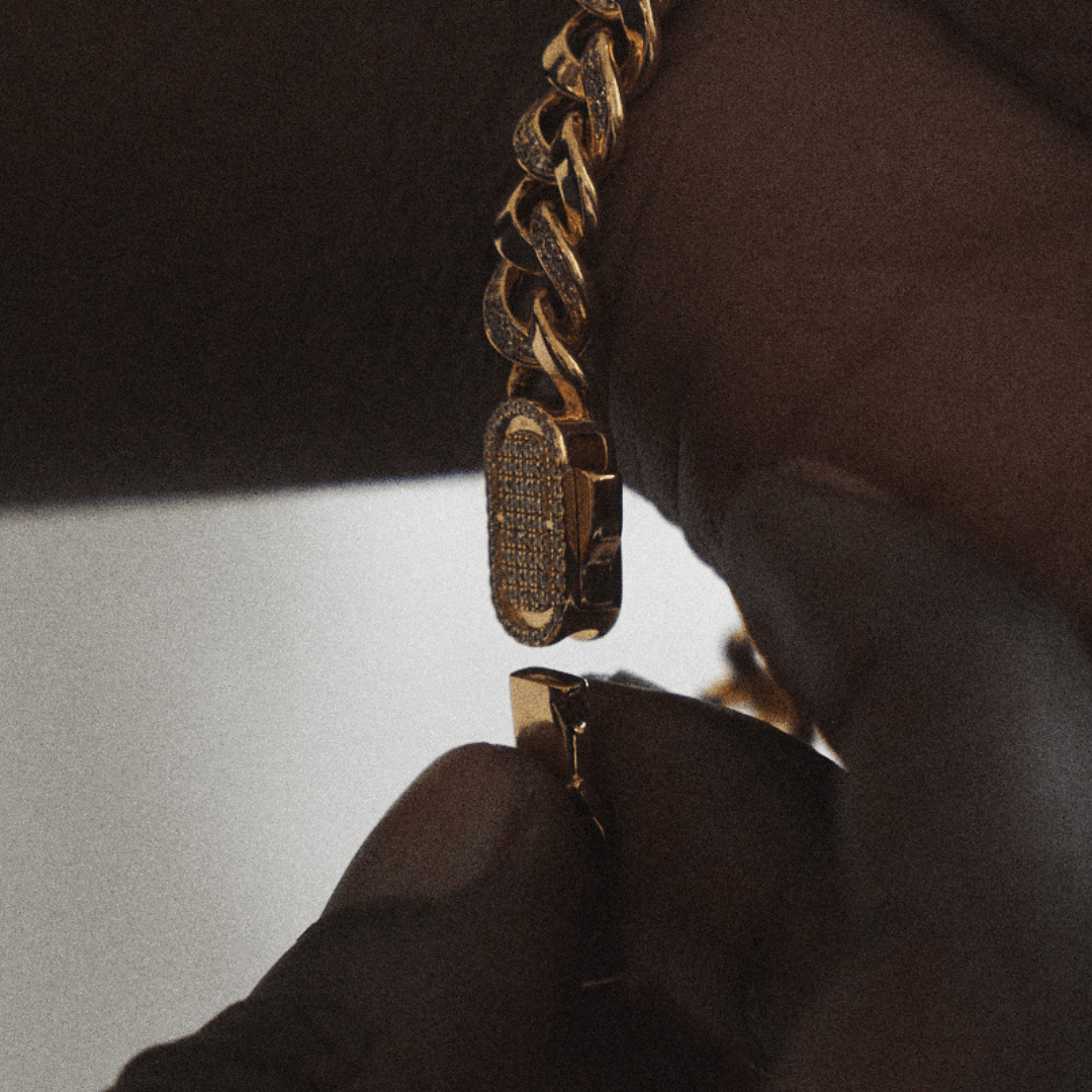 Half Iced Cuban Bracelet (Goud) 8mm